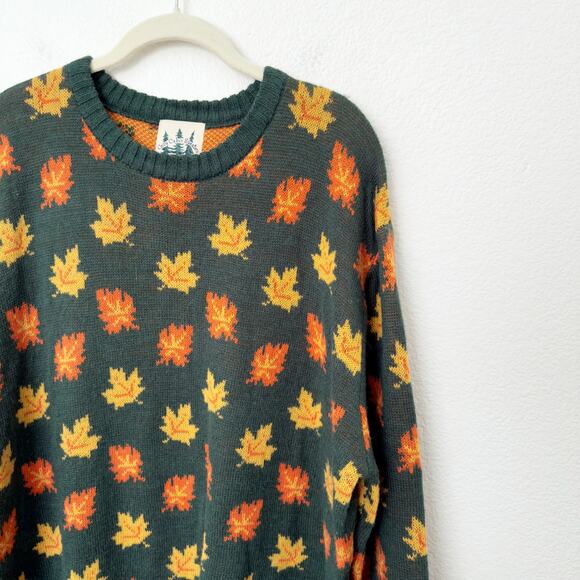 [Kiel James Patrick] Cozy Fall Leaf Wool Blend Crew Neck Sweater Unisex Size XXL - Picture 9 of 12